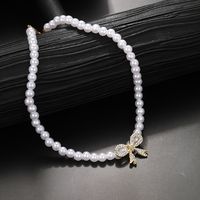 Elegant Classic Style Bow Knot Imitation Pearl Beaded Women's Necklace main image 7