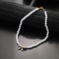 Elegant Classic Style Bow Knot Imitation Pearl Beaded Women's Necklace main image 9