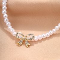 Elegant Classic Style Bow Knot Imitation Pearl Beaded Women's Necklace main image 3