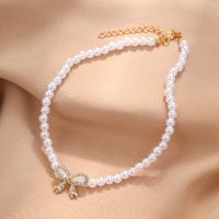 Elegant Classic Style Bow Knot Imitation Pearl Beaded Women's Necklace main image 4