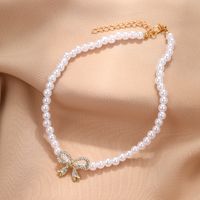 Elegant Classic Style Bow Knot Imitation Pearl Beaded Women's Necklace main image 5