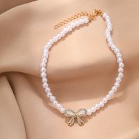 Elegant Classic Style Bow Knot Imitation Pearl Beaded Women's Necklace main image 2