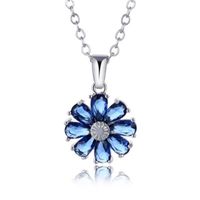 Wholesale Casual Simple Style Flower Copper Inlay K Gold Plated Rhodium Plated Zircon Pendant Necklace sku image 2