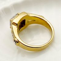 304 Stainless Steel 14K Gold Plated Modern Style Plating Inlay Square Zircon Rings main image 3
