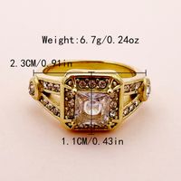 304 Stainless Steel 14K Gold Plated Modern Style Plating Inlay Square Zircon Rings main image 2