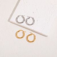 1 Pair Elegant C Shape U Shape Asymmetrical Plating Inlay 304 Stainless Steel Zircon Earrings main image 7