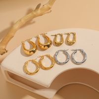 1 Pair Elegant C Shape U Shape Asymmetrical Plating Inlay 304 Stainless Steel Zircon Earrings main image 6