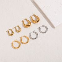 1 Pair Elegant C Shape U Shape Asymmetrical Plating Inlay 304 Stainless Steel Zircon Earrings main image 4