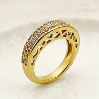Simple Style Solid Color Stainless Steel Plating Inlay Rhinestones Gold Plated Rings sku image 1