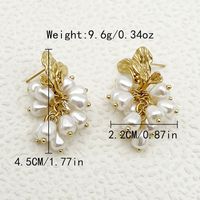 1 Pair Glam Classical Round Tassel Plating 304 Stainless Steel Pearl 14K Gold Plated Drop Earrings main image 2