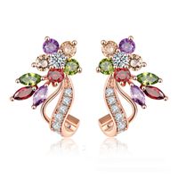 1 Pair Simple Style Flower Plating Inlay Copper Zircon K Gold Plated Rhodium Plated Ear Studs main image 4