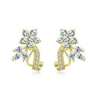 1 Pair Simple Style Flower Plating Inlay Copper Zircon K Gold Plated Rhodium Plated Ear Studs main image 3