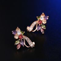 1 Pair Simple Style Flower Plating Inlay Copper Zircon K Gold Plated Rhodium Plated Ear Studs main image 1
