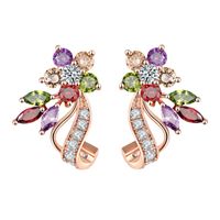 1 Pair Simple Style Flower Plating Inlay Copper Zircon K Gold Plated Rhodium Plated Ear Studs sku image 1