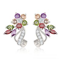 1 Paire Style Simple Fleur Placage Incruster Le Cuivre Zircon Plaqué Or K Plaqué Rhodium Boucles D'Oreilles sku image 5