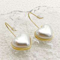 1 Pair Casual Elegant Heart Shape Plating Inlay 304 Stainless Steel Pearl 14K Gold Plated Ear Hook main image 3