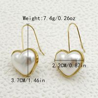 1 Pair Casual Elegant Heart Shape Plating Inlay 304 Stainless Steel Pearl 14K Gold Plated Ear Hook main image 2