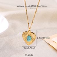 Casual Elegant Heart Shape Flower Shell Stainless Steel Plating Inlay Turquoise 18k Gold Plated Pendant Necklace sku image 3