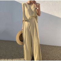 Women's Casual Solid Color Cotton And Linen Pants Sets main image 4