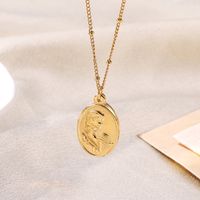 Elegant Luxurious Shiny Portrait Moon Rose Stainless Steel Plating 18k Gold Plated Pendant Necklace main image 4