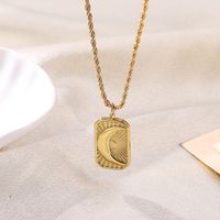 Elegant Luxurious Shiny Portrait Moon Rose Stainless Steel Plating 18k Gold Plated Pendant Necklace main image 2