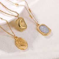 Elegant Luxurious Shiny Portrait Moon Rose Stainless Steel Plating 18k Gold Plated Pendant Necklace main image 5