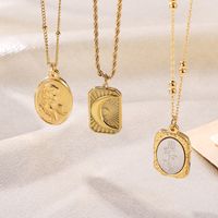 Elegant Luxurious Shiny Portrait Moon Rose Stainless Steel Plating 18k Gold Plated Pendant Necklace main image 8