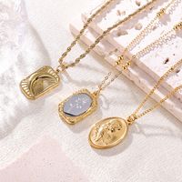 Elegant Luxurious Shiny Portrait Moon Rose Stainless Steel Plating 18k Gold Plated Pendant Necklace main image 6