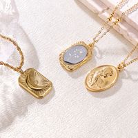 Elegant Luxurious Shiny Portrait Moon Rose Stainless Steel Plating 18k Gold Plated Pendant Necklace main image 7