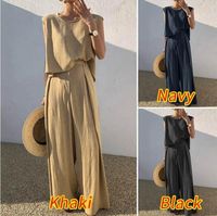 Women's Casual Solid Color Cotton And Linen Pants Sets main image 5