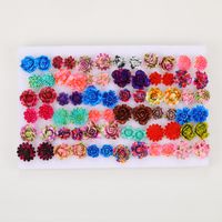 1 Set Simple Style Flower Plating Inlay Resin Artificial Gemstones Resin Gold Plated Silver Plated Ear Studs main image 2