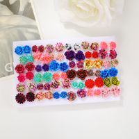 1 Set Simple Style Flower Plating Inlay Resin Artificial Gemstones Resin Gold Plated Silver Plated Ear Studs main image 10