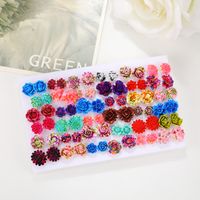 1 Set Simple Style Flower Plating Inlay Resin Artificial Gemstones Resin Gold Plated Silver Plated Ear Studs main image 8