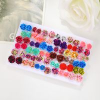 1 Set Simple Style Flower Plating Inlay Resin Artificial Gemstones Resin Gold Plated Silver Plated Ear Studs main image 4