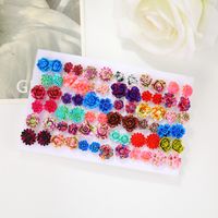 1 Set Simple Style Flower Plating Inlay Resin Artificial Gemstones Resin Gold Plated Silver Plated Ear Studs main image 3