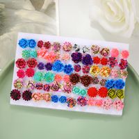 1 Set Simple Style Flower Plating Inlay Resin Artificial Gemstones Resin Gold Plated Silver Plated Ear Studs main image 5