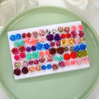 1 Set Simple Style Flower Plating Inlay Resin Artificial Gemstones Resin Gold Plated Silver Plated Ear Studs main image 9