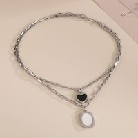 Sweet Heart Shape Stainless Steel Patchwork Layered Necklaces main image 2