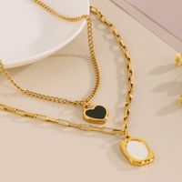 Sweet Heart Shape Stainless Steel Patchwork Layered Necklaces main image 5