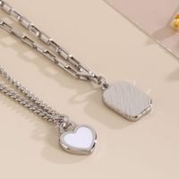 Sweet Heart Shape Stainless Steel Patchwork Layered Necklaces main image 3