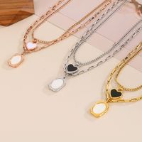 Sweet Heart Shape Stainless Steel Patchwork Layered Necklaces main image 1