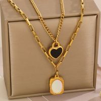 Sweet Heart Shape Stainless Steel Patchwork Layered Necklaces main image 7
