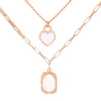 Sweet Heart Shape Stainless Steel Patchwork Layered Necklaces sku image 2