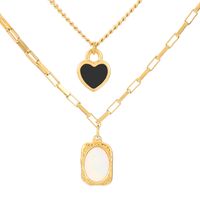 Sweet Heart Shape Stainless Steel Patchwork Layered Necklaces sku image 3