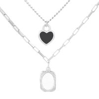 Sweet Heart Shape Stainless Steel Patchwork Layered Necklaces sku image 1