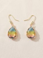 1 Pair Shiny Water Droplets Inlay Metal Artificial Crystal Drop Earrings sku image 4