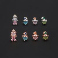 1 Piece Simple Style Round Plating Inlay Brass Zircon 18k Gold Plated White Gold Plated Ear Studs main image 4