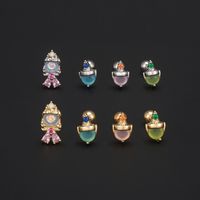 1 Piece Simple Style Round Plating Inlay Brass Zircon 18k Gold Plated White Gold Plated Ear Studs main image 5