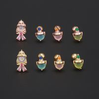 1 Piece Simple Style Round Plating Inlay Brass Zircon 18k Gold Plated White Gold Plated Ear Studs main image 3