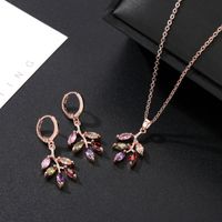 Copper Gold Plated Luxurious Simple Style Plating Inlay Flower Zircon Earrings Necklace main image 1